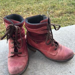 Stylish Red Lace-Up Boots for Women